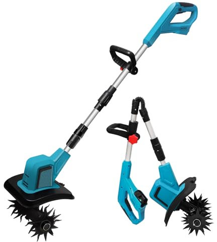 Motocoltivatore,21 V Motocoltivatore Elettrico senza fili, 360 RPM, 9 In Tilling Width and 6.6In Depth, Motore Brushless per Prato, Giardinaggio e Lavoro del Suolo（NessunaBatteria）