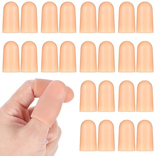 26pcs Finger Cots Medium, Silicone Finger Protectors for Thumbs, Thumb Protector, Finger Protector for Arthritis, Cracking, Trigger, Peeling, Hangnail, Callus and Pain Relief(Skin)