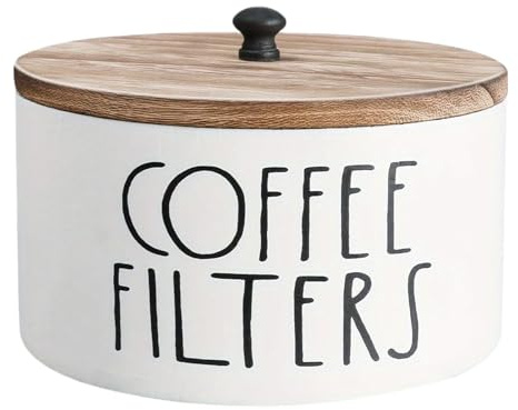 Kaffefilterhållare, uppgraderat trä kaffefilter förvaringsbehållare behållare med lock – bondgårdsfilter organiseringskorg tillbehör för kaffe bardisk