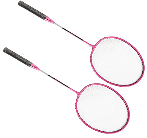 RASTKY Racchette da Badminton in Lega di Ferro Ad Alte Prestazioni con 3 Palline per Allenamento per Studenti, Controllo Stabile della Precisione, Impugnatura Antiscivolo, per Amici e (PINK)