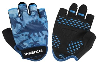 INBIKE Cycling Gloves for Kids, Anti-Slip Padded Bicycle Gloves for Boy Girl Age 5-12, Half Finger Gloves for Motorcycle Dirt Bike MTB