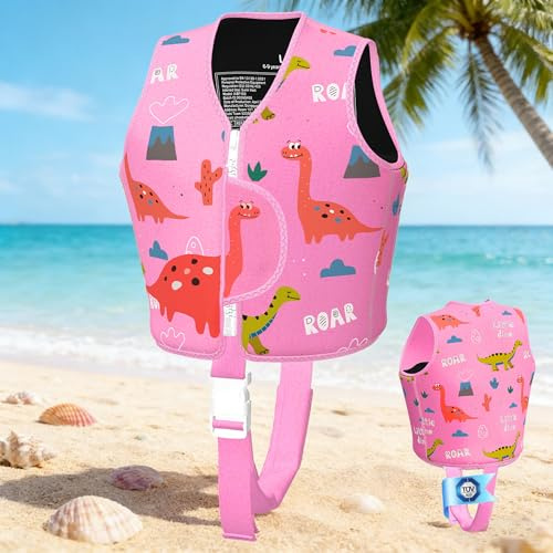 PAZEAU Bañador para Niños de 2 a 6 años, Ayuda para Nadar con Certificación TÜV para Niños, Duradero y Cómodo, Cinturón de Seguridad Ajustable, Adecuado para Piscinas(Rosa, S)
