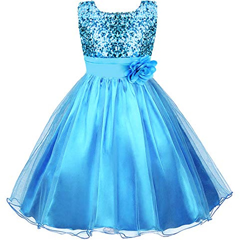 Discoball Chica Vestido Princesa Vestido de Lentejuelas Flores Fiesta de cumpleaños Boda Vestido de Dama de Honor Vestido de 3 a 12 años