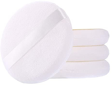 WSYUB Powder Puff, Powder Puff for Body Powder, Ultra Soft Large Velour Body Powder Puffs, 4.13 inch,4pcs，White, Round