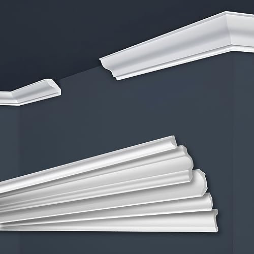 Marbet, listelli da soffitto in polistirene XPS, modanature in stucco di alta qualità, leggeri e robusti, dal design moderno (confezione risparmio da 20 metri, E-04, 30x30 mm), listello per parete