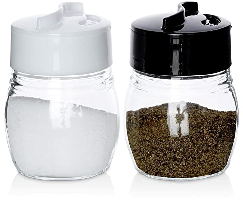 Salz- und Pfefferstreuer aus Glas Streubüchse Gewürzgläser Gewürzset, 2er Set