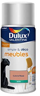 Dulux Valentine Simple & Déco Peinture Intérieure de Rénovation - pour vos Meubles en Bois, Mélaminé, Pvc, Métal Peint - Couleur : Cuivre Rose Satin - Aérosol 250ml