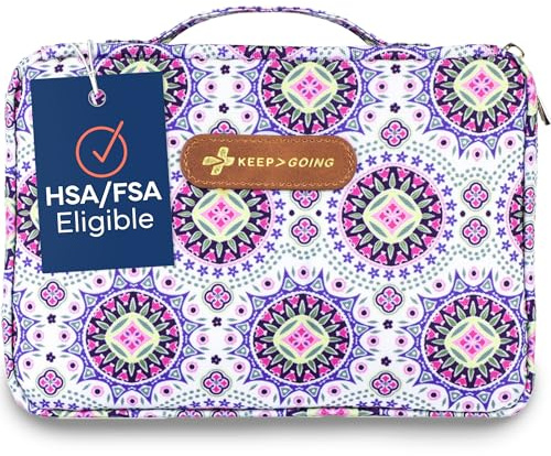 KeepGoing Large Home First Aid Kit for Kids – 270 Pc. for Car, Home, Dorm, & Boat with Latex-Free Bandages – 10 x 7 x 3.5 in. Travel First Aid Kit (Boho)