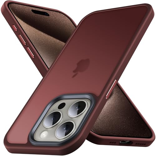 Anqrp Zero Seriesr für iPhone 15 Pro Max Hülle, Minimalistische Transluzente Matte Schutzhülle, Military Grade Handyhülle für iPhone 15 Pro Max mit Silikon 6,7 Zoll, Glücks Rot