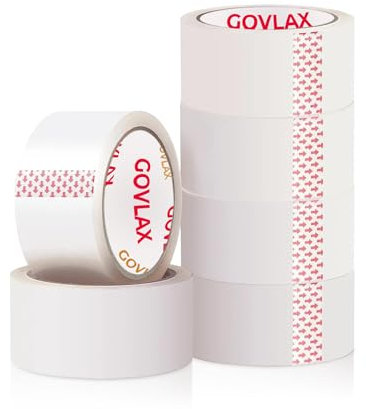 GOVLAX GROUP Premium Clear Low Noise Packing Tape - Heavy Duty & Strong Adhesive Ideal for Packing Boxes, Moving House & Packaging | 66M 48MM 6 Rolls Parcel Tape
