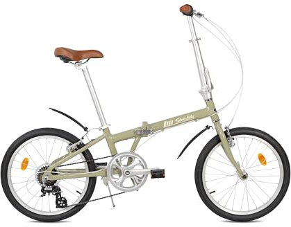FabricBike Klappfahrrad, Alu-Rahmen, Single Speed, klapprad 20 Zoll, Folding, klapp Fahrrad, Klapprad Erwachsene, Fabric Bike Folding Bike (Light Sand 7 Speed W/Mudguard)