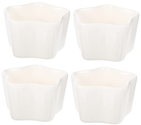 Ciieeo Cuencos Pequeños De Cerámica Para Mojar 4 Platos Para Salsas y Condimentos Diseño Estrella Para Hogar y Restaurantes