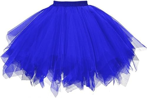 MIVORA Tutu dam tyllkjol 50-tals kort balettdansklänning cosplay crinoline kjol för rockabilly klänning, Färg: blå, S-XL