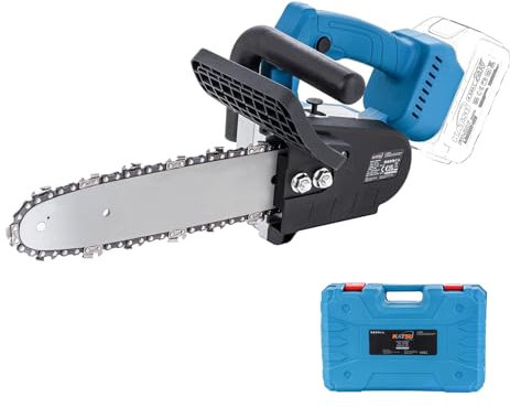 KATSU FIT-BAT 21V Brushless Cordless Chainsaw 10 Inch Handheld Electric Pruning Saw with Extra Chain, in Plastic Case, for Garden Tree Pruning Wood Cutting, Without Battery 102776