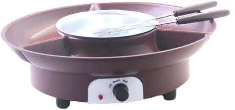 Set per fonduta di cioccolato, pentola elettrica con controllo della temperatura e 4 forchette in acciaio, ideale per fonduta di cioccolato e formaggio