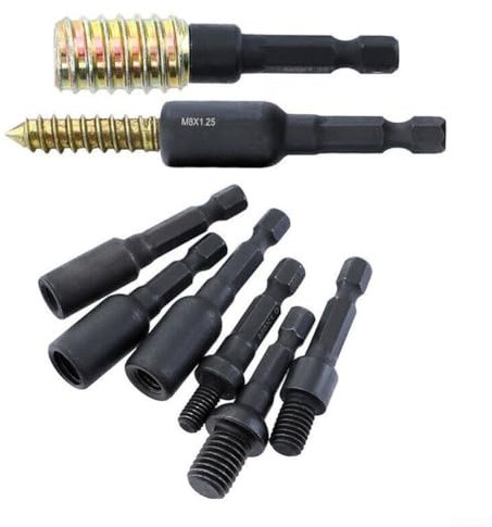 Juego de adaptadores de enchufe autorroscantes, 6 adaptadores de enchufe M6 M8 M10, vástago hexagonal de 1/4 pulgadas, para tuercas de inserción o perno de suspensión