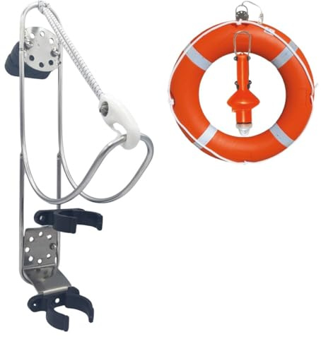 Glac Store Soporte salvavidas anular de acero inoxidable, 19,5 x 17 cm, para suelo o tubos de 22-30 mm, con soporte Boetta (tafa salvavidas anular y flotador)