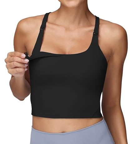 Foucome Nursing Tank Tops for Breastfeeding, Black, L