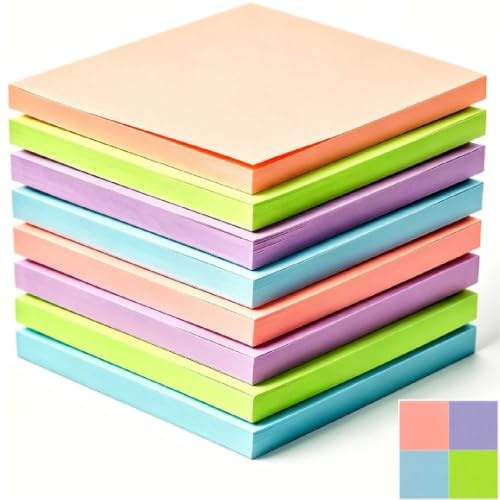 YUNNINGMENG Notes adhésives de 76 x 76 mm, 8 blocs, 4 couleurs, 400 feuilles au total