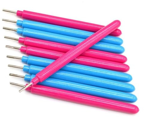 Hemobllo Set 5 Pezzi Penna per Quilling in Acciaio Inossidabile e Plastica, 2 Blu 3 Rossi, Strumento per Quilling Resistente e Confortevole, per Artigianato Carta