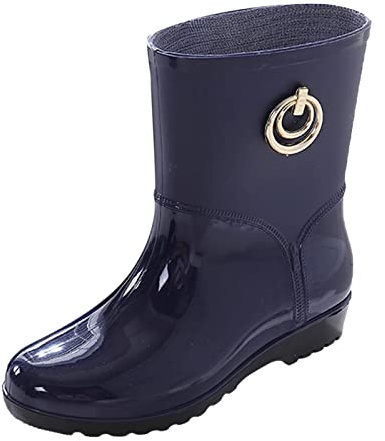 Generisch Bottes en caoutchouc courtes à enfiler pour femme - Bottes d'été confortables à tige courte - Bottes de pluie unies - Bottes de pluie - Bottes de pluie - Bottes de pluie - Bottes hautes pour