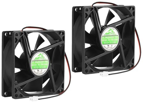 2-pack 80mm x 80mm x 25mm 8025 12V DC Brushless Cooling Fan, Dual Ball Bearing System, 2pin
