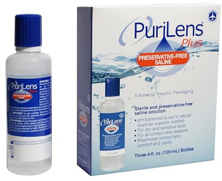 Purilens Plus Preservative-Free Contact Lens Saline 120ml (4 fl. oz.) 3 Pack