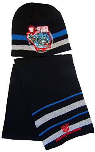 Hasbro Transformer cappello invernale e sciarpa per bambini e ragazzi in diverse taglie (nero, 54)