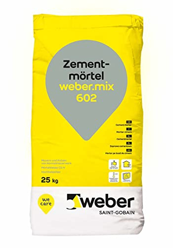 Saint-Gobain Weber Zementmörtel weber.mix 602 naturgrau 25 kg/Sack zum Putzen und Mauern von Normalmauerwerk, hoch belastbar, mineralisch, dauerhaft