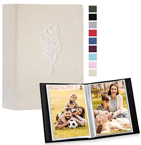 Lanpn Fotoalbum 10x15 50 2 Packungen, Klein Mini Leinen Einstecken Einsteckalbum für Hochformat Fotos Bilder Beige