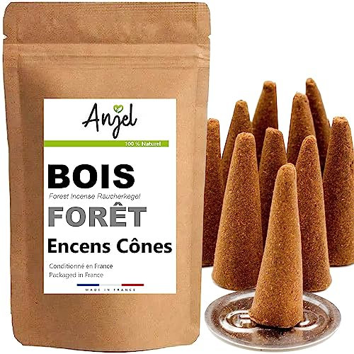 10 Conos de Incienso con Aroma a Madera y Bosque – Incienso 100% Natural relajación meditación purificación + Quemador de Incienso Disponible – NCA