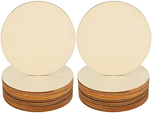 VIDETOL 100 Pcs Unfinished Round Wooden Circles, 8 cm / 3.15 inch Diameter, 2.5mm Thick, Plain Natural Blank Wooden Discs for Crafts, Painting, Ornaments, Coasters and Home Decorations