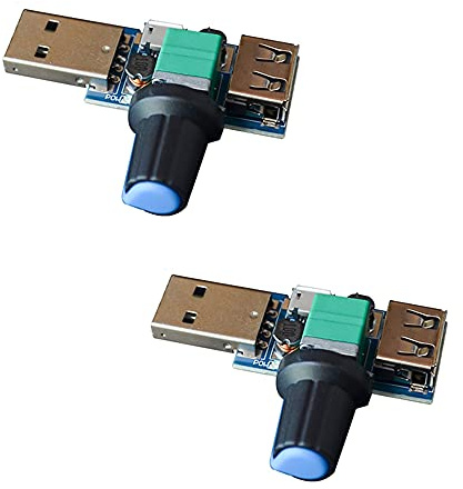RAKSTORE 2 st USB-fläkt steglös hastighetsregulator fläktregulator justerbar potentiometer med hane hona USB typ A-adapter