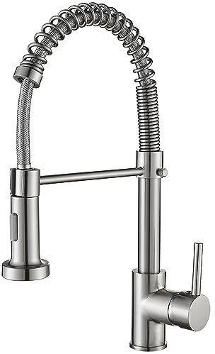 Rubinetto da Cucina Cobbe, Rubinetto a Molla con Doccetta Estraibile, 2 Modalità di Erogazione, Miscelatore Monocomando per Lavello ad Arco Alto (Nichel Spazzolato)