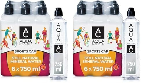 AQUA Carpatica Sports Cap Natural Still Mineral Water 6 X 750 ml, AC401428 (Packaging May Vary) (Pack of 2)