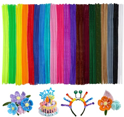 Ainiv 200 Stück Pfeifenreiniger Bunt zum Basteln, 20 Farben Pfeifenreiniger Chenilledraht Lang 30cm X 7mm, Pfeifenputzerdraht für Handwerk Dekorationen, Pipe Cleaner Basteln für DIY Handwerksprojekte