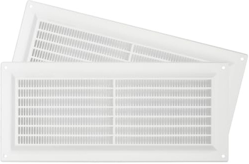 Repa Market 12 x 5 Inch (Outer Size) Pack of 2 / White Plastic Return Air Vent Cover for Wall, Ceiling or Door/Rectangular Return Air Grille/HVAC Vent Cover/AC Exhaust & Intake Register