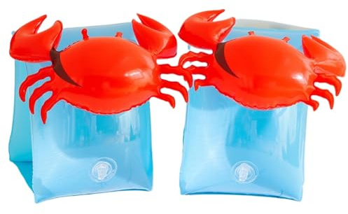 Arm Floaties for Kids and Adults - Cute Cartoon Pool Arm Floaties Armbands Inflatable Swim Floaty PVC Arm Floats for Kids 3-5-6-12 Years (Blue Crab)
