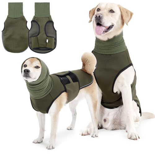 Chaleco de ansiedad para perros, chaleco reflectante para perros, chaleco calmante transpirable con capucha, chaqueta ajustable para ansiedad para perros para tormentas eléctricas, fuegos