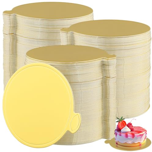 KEILEOHO 300 stycken tårtfat liten guld, 9 cm mini tårtunderlägg av kartong, rund mousse tårtbräda för kakor, dessert