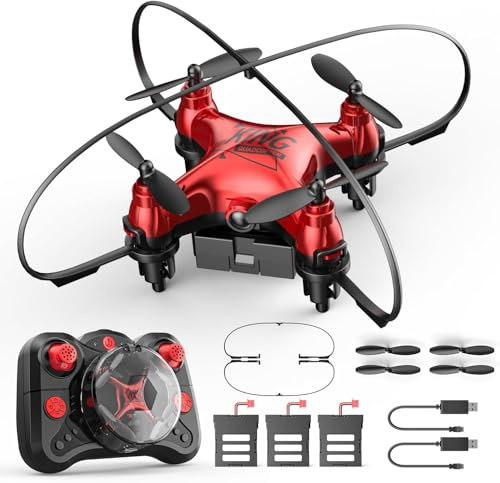 Holyton HT02 Mini Dron para Niños y Principiantes, Cuadricóptero RC Fácil con Altura Fija, Giros 3D, 3 Modos de Velocidad, 3 Baterías, Modo Sin Cabeza, Protectores y Parada de Emergencia