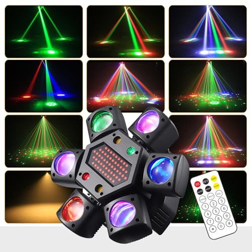 Littleboyny Moving Head Discolicht Partylicht, DMX 512 Effektstrahler,XJG06 LED RGB Licht DJ Projektor Musikgesteuert DJ Disco Lichter, Für KTV Familientreffen Hochzeit Geburtstag Halloween