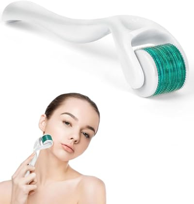 HUVZOR Derma Roller, Dermaroller, 540 aiguilles en titane de 0,5 Mm,Rouleau Derma pour hommes,Stimuler la croissance de la barbe et des cheveux,Es vergetures et les rides