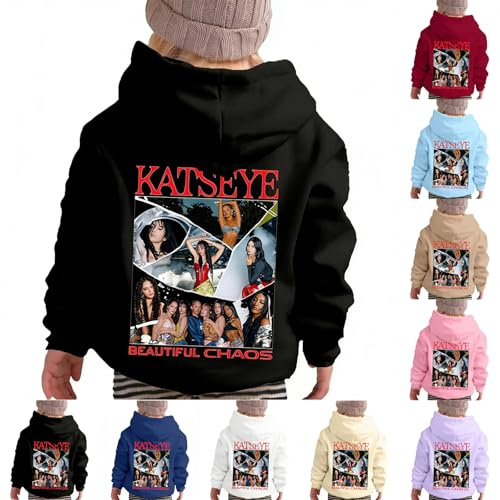 Pour Katseye Sweat à capuche fille surdimensionné Sweat à capuche tendance avec capuche Modèle rétro Pull d'hiver pour garçons et enfants Style décontracté Harajuku Élégant Pull douillet spécialement