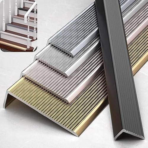 Perfil de borde escalera 80 cm espesor hecho aluminio, protector metal antideslizante 3/4,5/6/8/10, perfil ángulo for uso en interiores y exteriores(80x3x2cm,Grey)