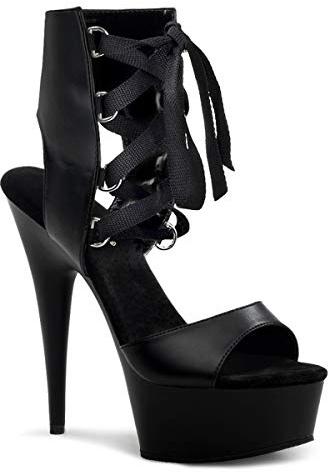 Pleaser Damer Delight-600-14 Peep-Toe, Svart blk falskt läder blk, 38 EU