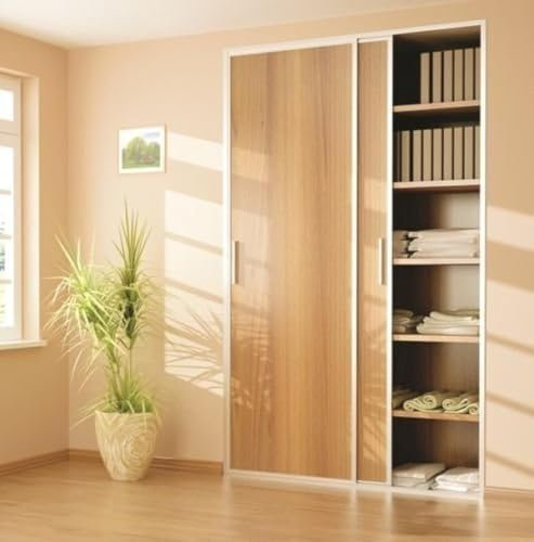 Sliding Wardrobe 2 Door 1800mm Twin Track Gear System ARES 2 Roller Internal Cupboard 70kg