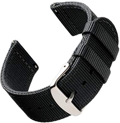 Archer Watch Straps - Premium-Uhrenarmbänder aus Nylon mit Schnellverschluss (Schwarz, 22mm)