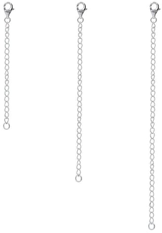 BERRICLE Sterling Silver Chain Extension Rhodium Plated, 3 Piece