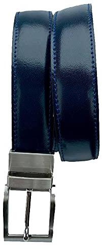 MÁRQUEZ CINTURONES Ceinture réversible 35 mm pour homme en cuir | Cuir véritable | 35 mm, bleu marine, 100 cm